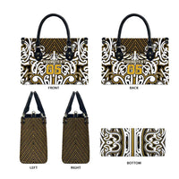 Custom Aotearoa Taranaki Leather Bag Maori Tribal Pattern Mix Poutama