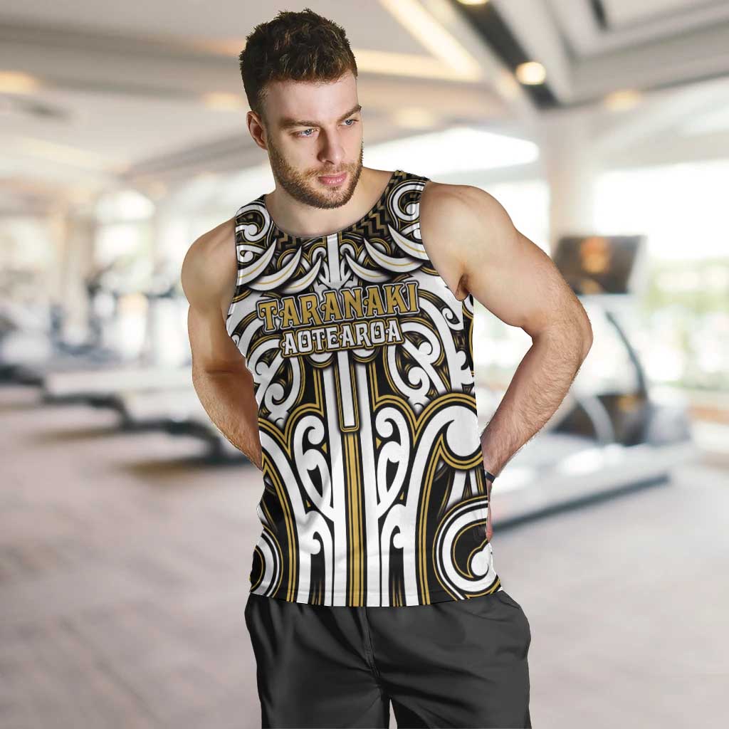 Custom Aotearoa Taranaki Men Tank Top Maori Tribal Pattern Mix Poutama LT05 Yellow - Polynesian Pride