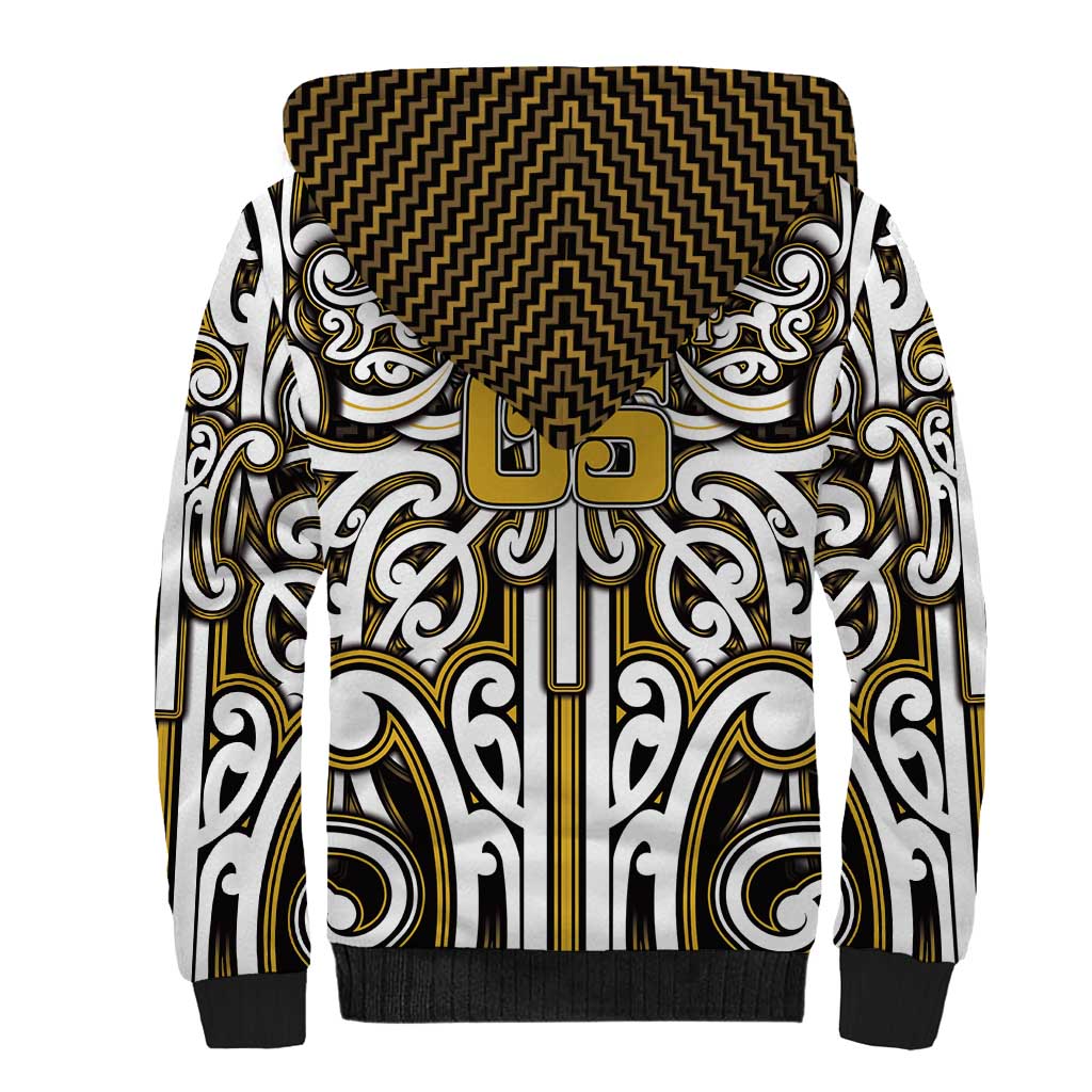 Custom Aotearoa Taranaki Sherpa Hoodie Maori Tribal Pattern Mix Poutama LT05 - Polynesian Pride