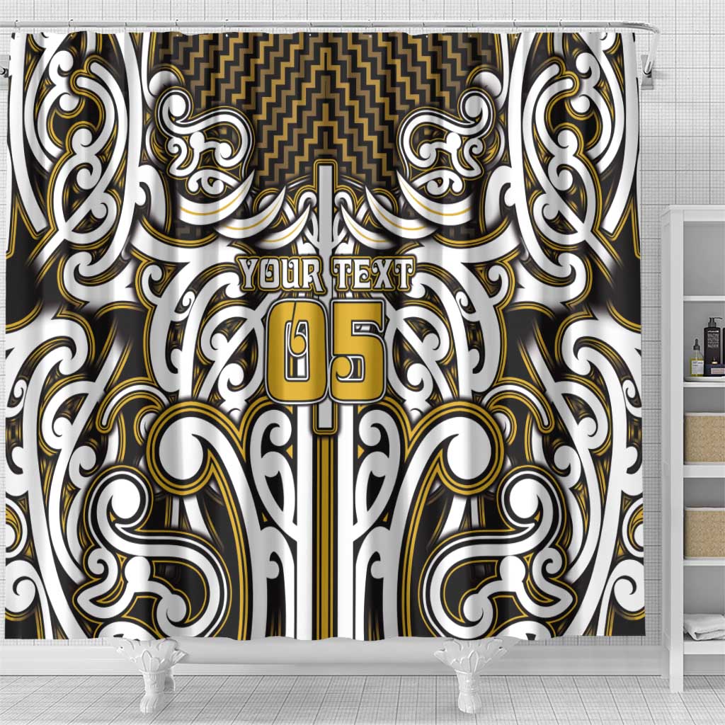 Custom Aotearoa Taranaki Shower Curtain Maori Tribal Pattern Mix Poutama LT05 - Polynesian Pride