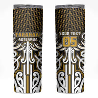 Custom Aotearoa Taranaki Skinny Tumbler Maori Tribal Pattern Mix Poutama LT05 Yellow - Polynesian Pride