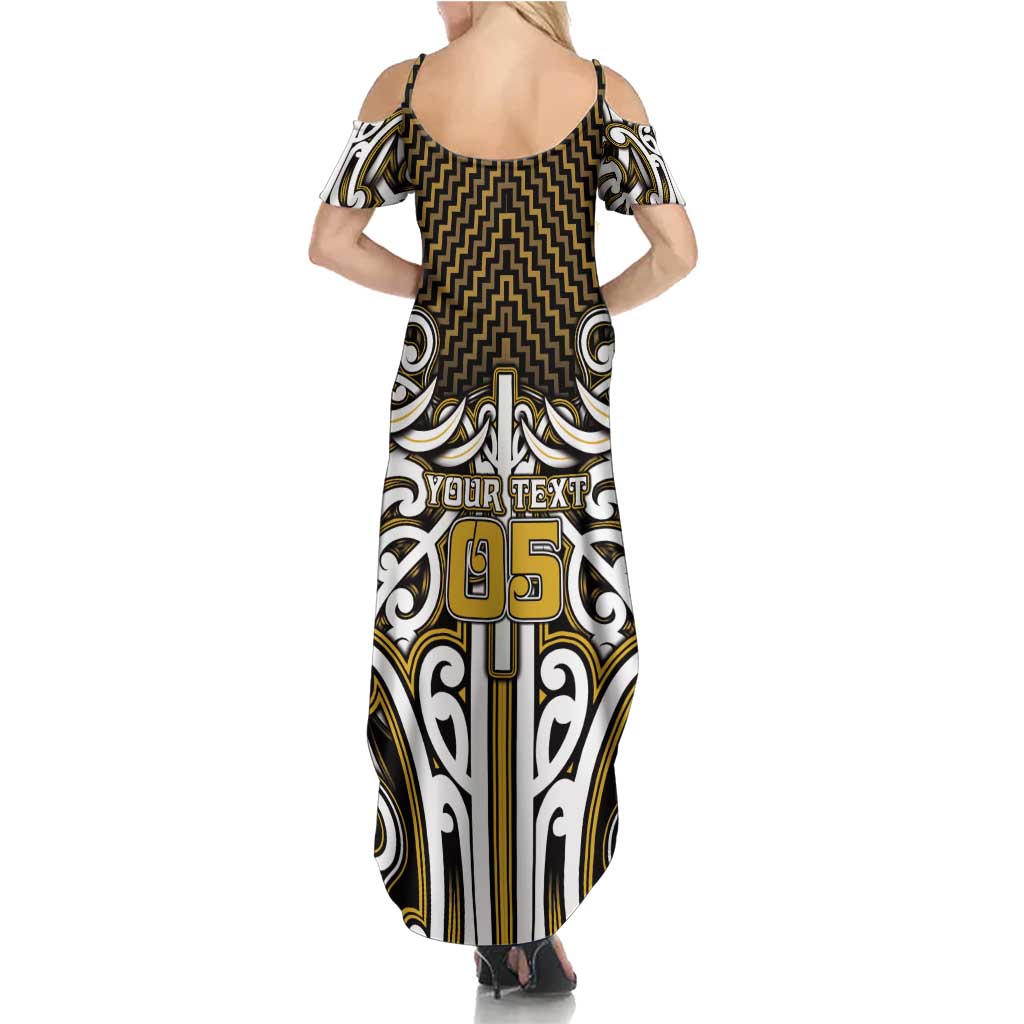 Custom Aotearoa Taranaki Summer Maxi Dress Maori Tribal Pattern Mix Poutama