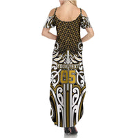 Custom Aotearoa Taranaki Summer Maxi Dress Maori Tribal Pattern Mix Poutama
