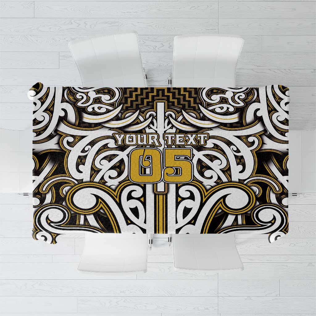 Custom Aotearoa Taranaki Tablecloth Maori Tribal Pattern Mix Poutama