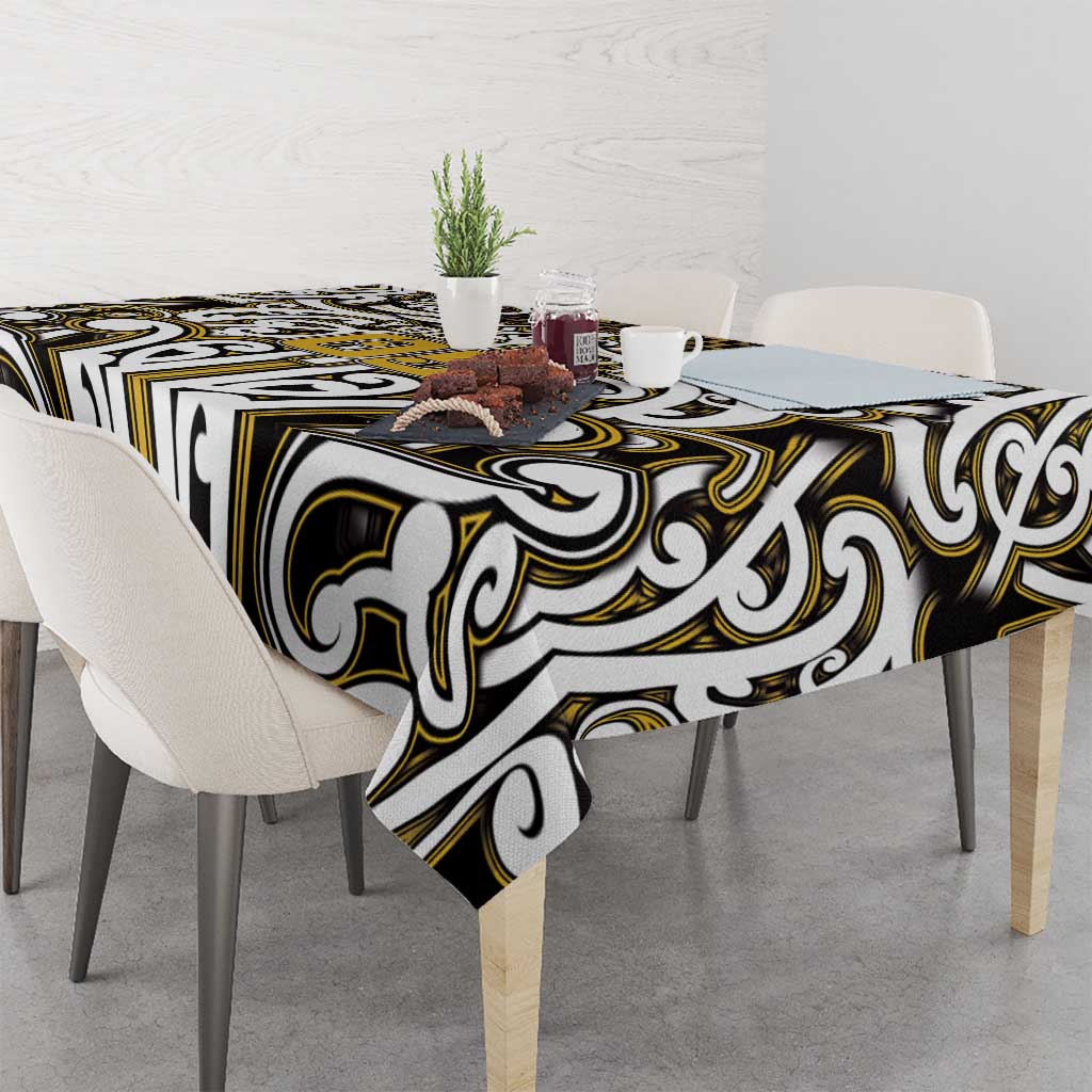 Custom Aotearoa Taranaki Tablecloth Maori Tribal Pattern Mix Poutama