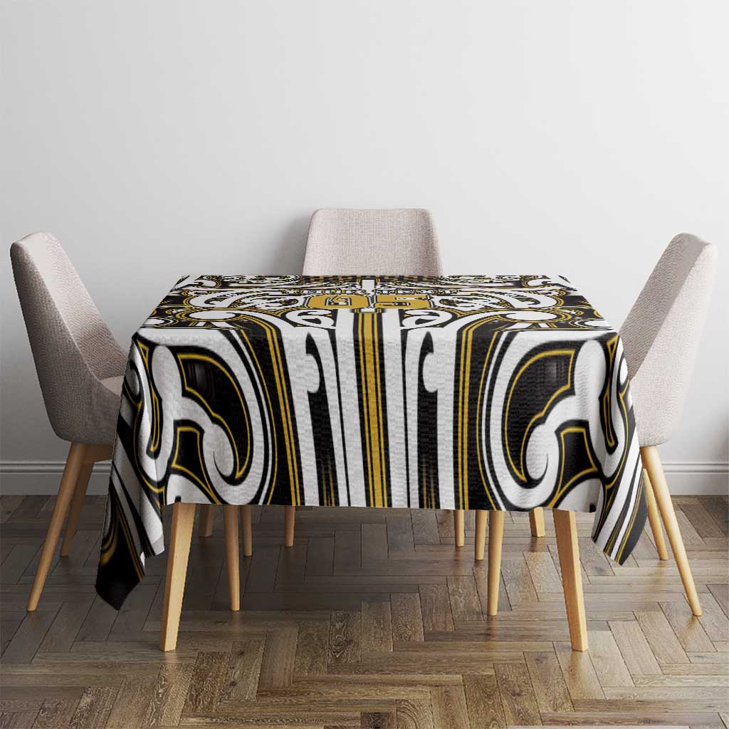 Custom Aotearoa Taranaki Tablecloth Maori Tribal Pattern Mix Poutama