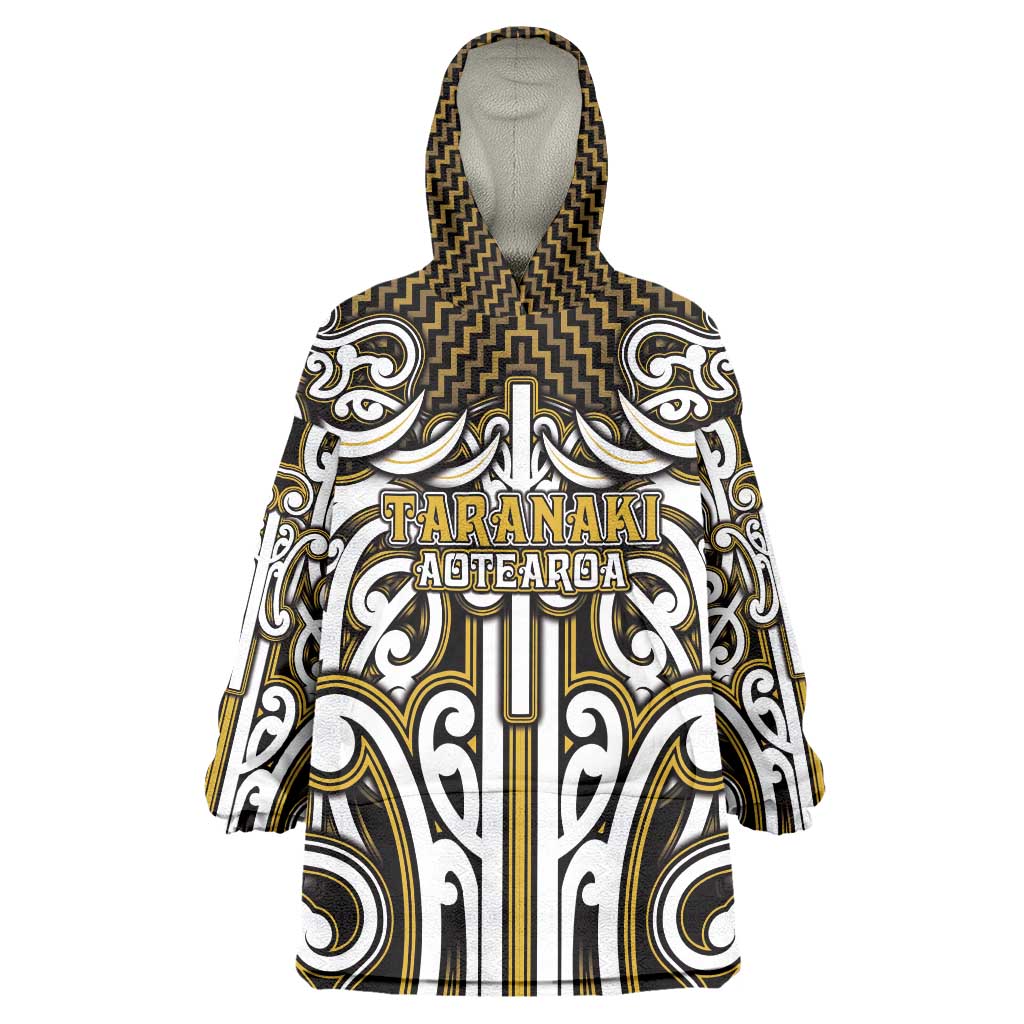 Custom Aotearoa Taranaki Wearable Blanket Hoodie Maori Tribal Pattern Mix Poutama LT05 One Size Yellow - Polynesian Pride