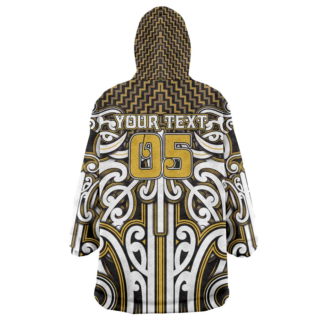 Custom Aotearoa Taranaki Wearable Blanket Hoodie Maori Tribal Pattern Mix Poutama LT05 - Polynesian Pride
