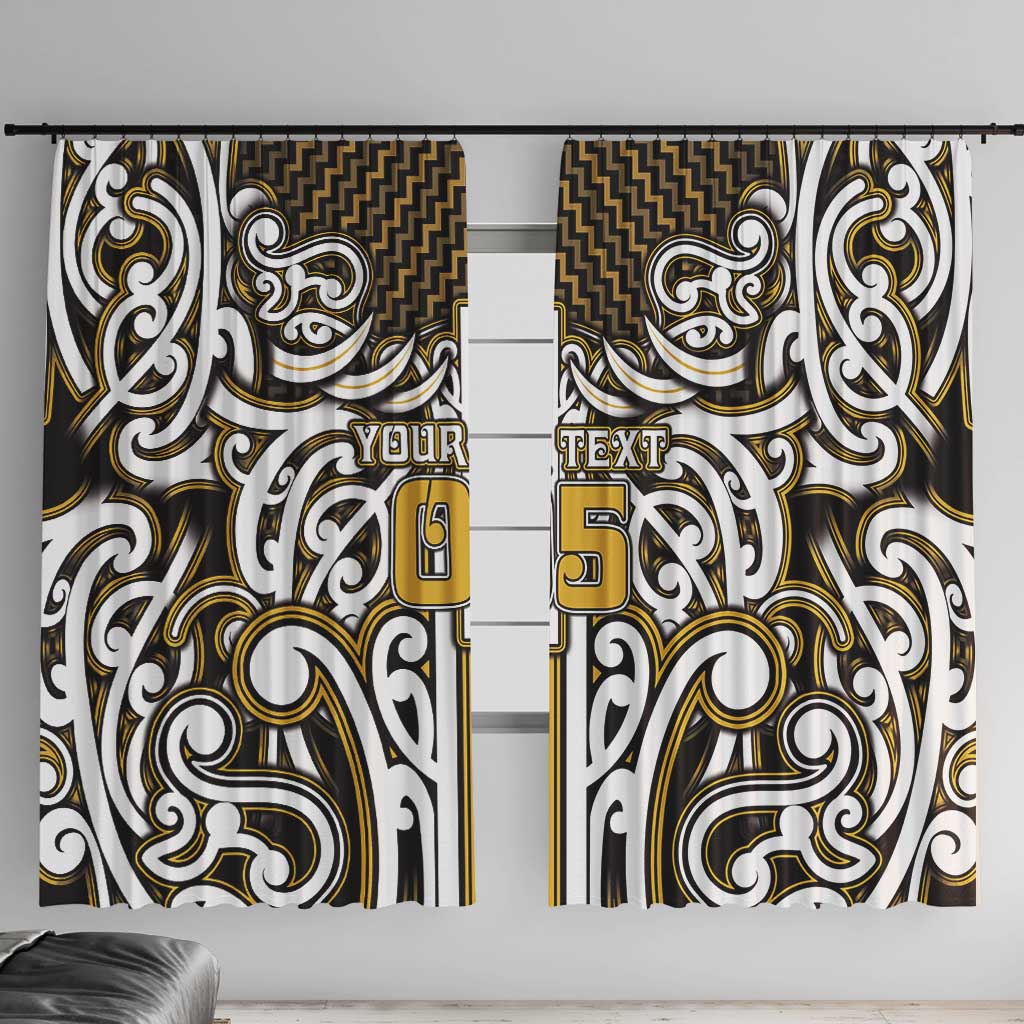 Custom Aotearoa Taranaki Window Curtain Maori Tribal Pattern Mix Poutama