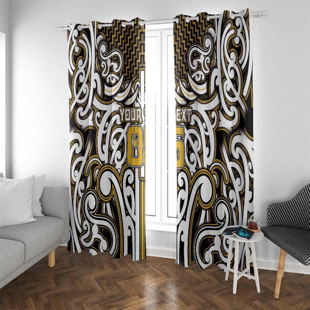 Custom Aotearoa Taranaki Window Curtain Maori Tribal Pattern Mix Poutama