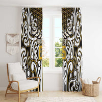 Custom Aotearoa Taranaki Window Curtain Maori Tribal Pattern Mix Poutama