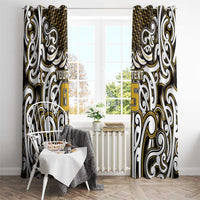 Custom Aotearoa Taranaki Window Curtain Maori Tribal Pattern Mix Poutama