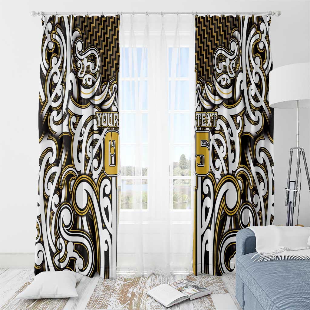 Custom Aotearoa Taranaki Window Curtain Maori Tribal Pattern Mix Poutama