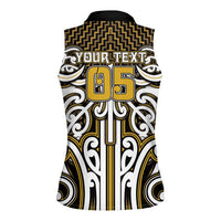 Custom Aotearoa Taranaki Women Sleeveless Polo Shirt Maori Tribal Pattern Mix Poutama LT05 - Polynesian Pride