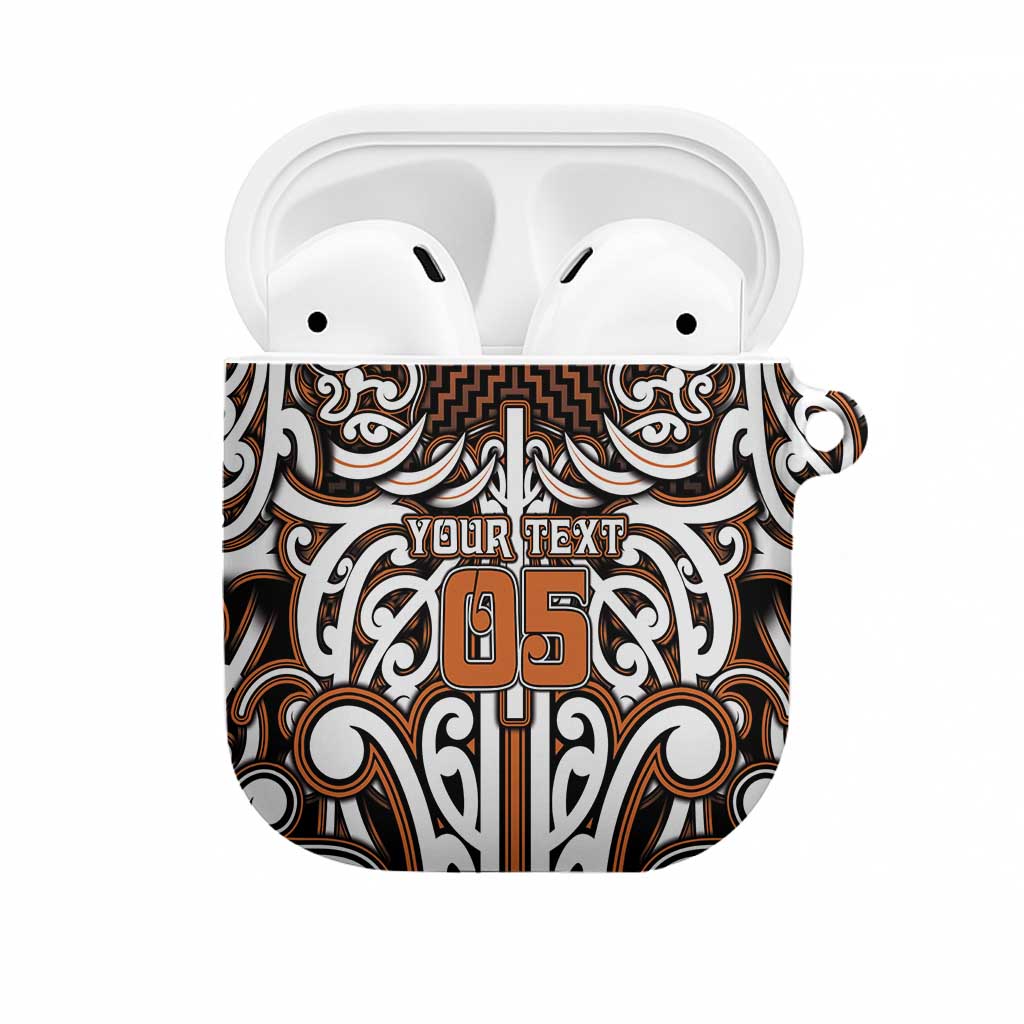 Custom Aotearoa Waikato AirPods Case Maori Tribal Pattern Mix Poutama LT05 Orange - Polynesian Pride