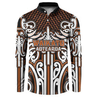 Custom Aotearoa Waikato Button Sweatshirt Maori Tribal Pattern Mix Poutama