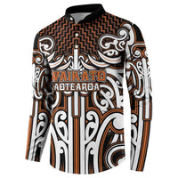 Custom Aotearoa Waikato Button Sweatshirt Maori Tribal Pattern Mix Poutama