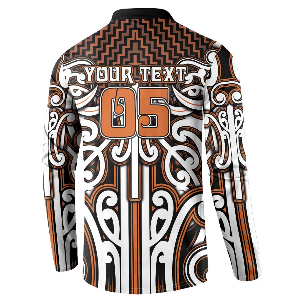 Custom Aotearoa Waikato Button Sweatshirt Maori Tribal Pattern Mix Poutama