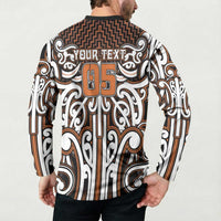 Custom Aotearoa Waikato Button Sweatshirt Maori Tribal Pattern Mix Poutama