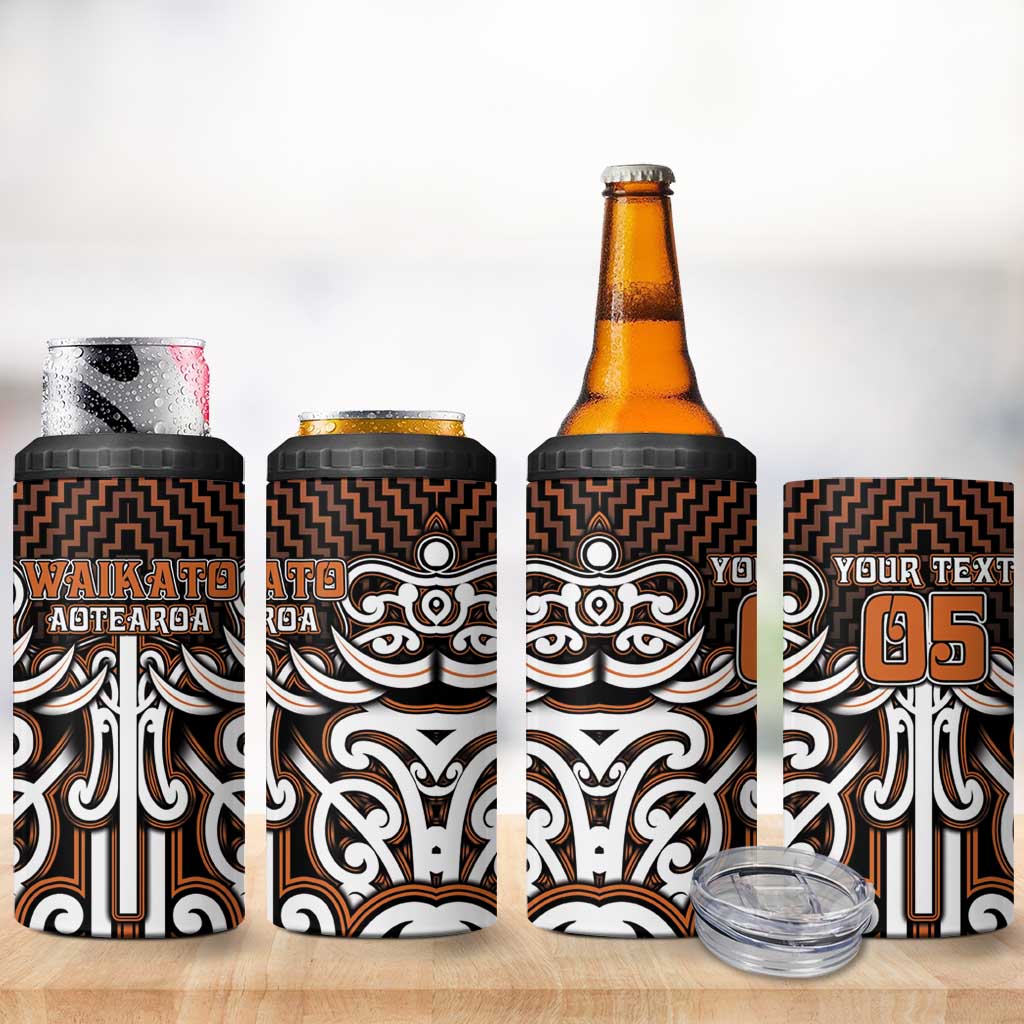 Custom Aotearoa Waikato 4 in 1 Can Cooler Tumbler Maori Tribal Pattern Mix Poutama LT05 - Polynesian Pride