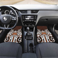 Custom Aotearoa Waikato Car Mats Maori Tribal Pattern Mix Poutama LT05 Set 2pcs - Front Orange - Polynesian Pride