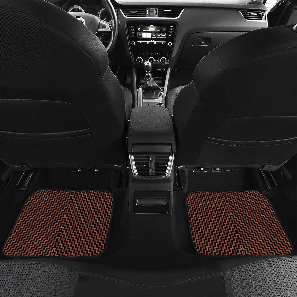 Custom Aotearoa Waikato Car Mats Maori Tribal Pattern Mix Poutama LT05 Set 2pcs - Back Orange - Polynesian Pride