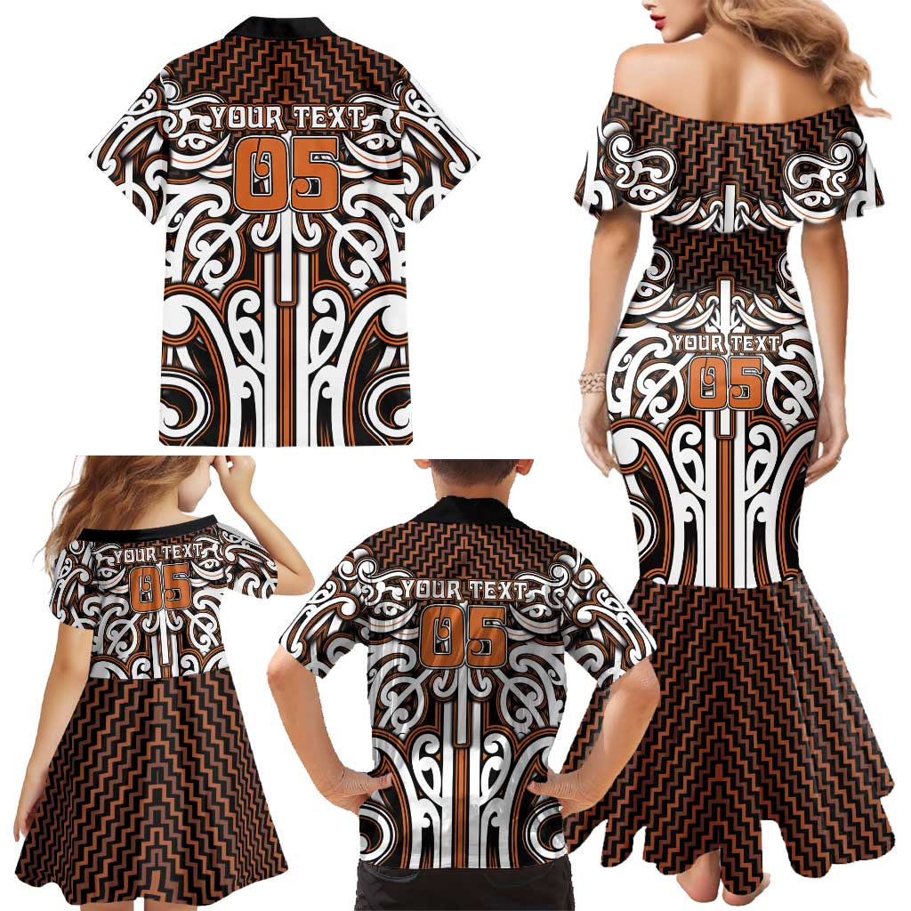 Custom Aotearoa Waikato Family Matching Mermaid Dress and Hawaiian Shirt Maori Tribal Pattern Mix Poutama