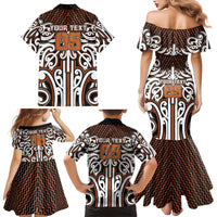 Custom Aotearoa Waikato Family Matching Mermaid Dress and Hawaiian Shirt Maori Tribal Pattern Mix Poutama