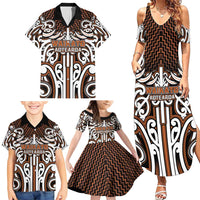 Custom Aotearoa Waikato Family Matching Summer Maxi Dress and Hawaiian Shirt Maori Tribal Pattern Mix Poutama