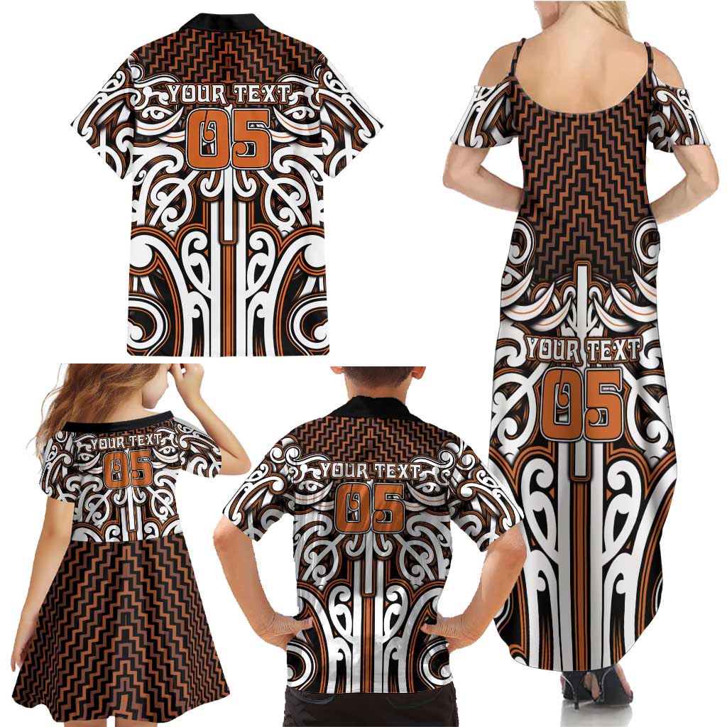 Custom Aotearoa Waikato Family Matching Summer Maxi Dress and Hawaiian Shirt Maori Tribal Pattern Mix Poutama