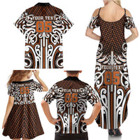 Custom Aotearoa Waikato Family Matching Summer Maxi Dress and Hawaiian Shirt Maori Tribal Pattern Mix Poutama