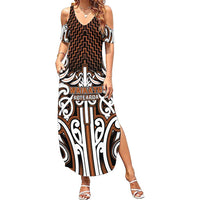Custom Aotearoa Waikato Family Matching Summer Maxi Dress and Hawaiian Shirt Maori Tribal Pattern Mix Poutama
