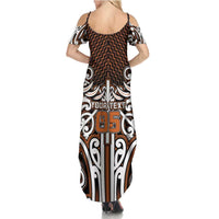 Custom Aotearoa Waikato Family Matching Summer Maxi Dress and Hawaiian Shirt Maori Tribal Pattern Mix Poutama