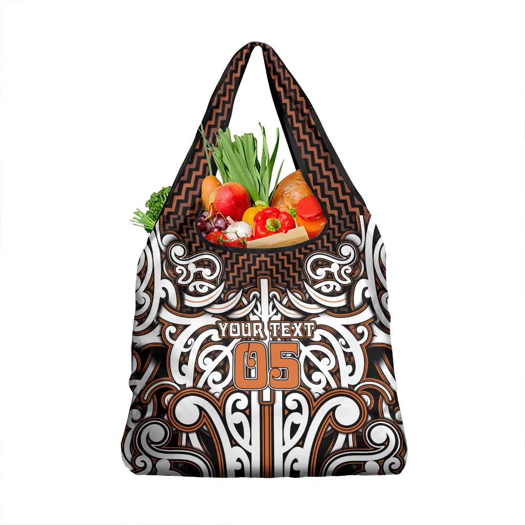 Custom Aotearoa Waikato Grocery Bag Maori Tribal Pattern Mix Poutama LT05 1-pack One Size Orange - Polynesian Pride