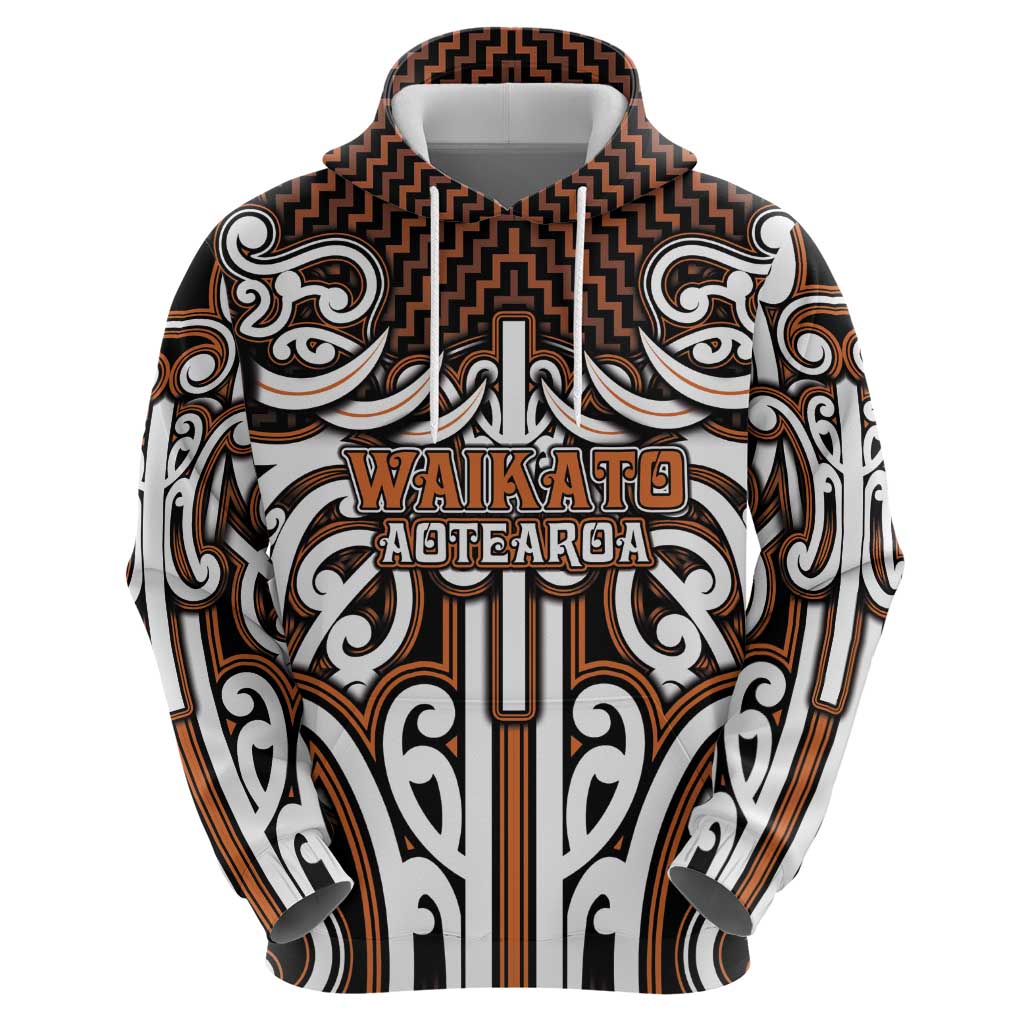Custom Aotearoa Waikato Hoodie Maori Tribal Pattern Mix Poutama LT05 - Polynesian Pride
