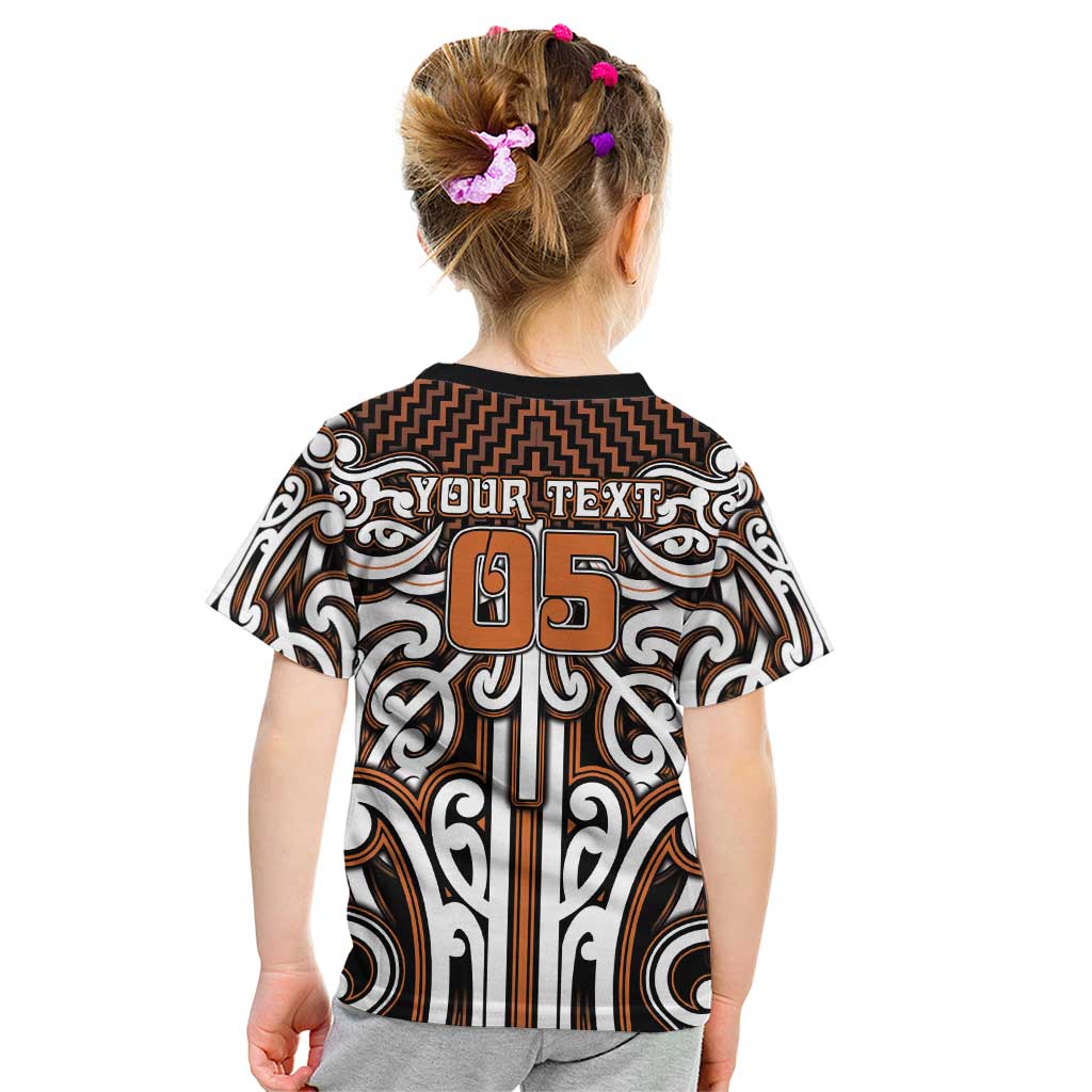 Custom Aotearoa Waikato Kid T Shirt Maori Tribal Pattern Mix Poutama