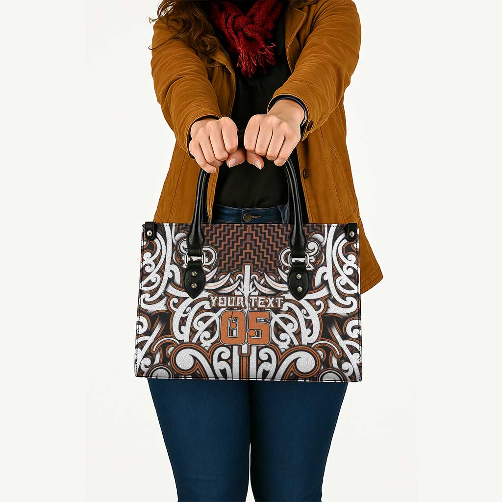 Custom Aotearoa Waikato Leather Bag Maori Tribal Pattern Mix Poutama LT05 - Polynesian Pride
