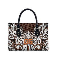 Custom Aotearoa Waikato Leather Bag Maori Tribal Pattern Mix Poutama LT05 - Polynesian Pride