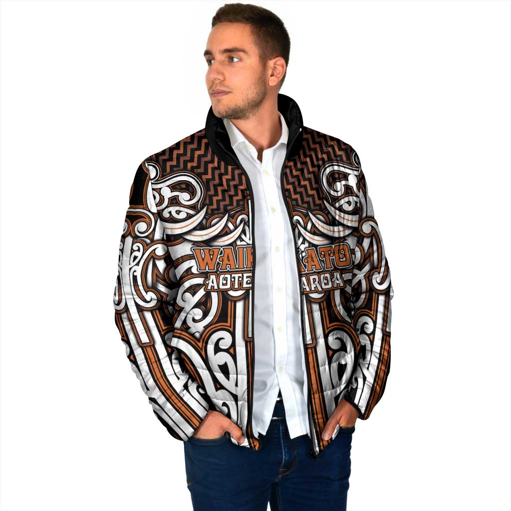Custom Aotearoa Waikato Padded Jacket Maori Tribal Pattern Mix Poutama LT05 - Polynesian Pride