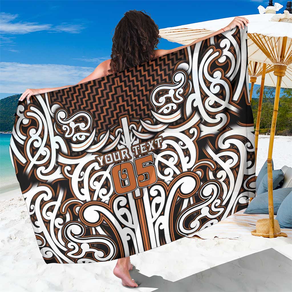 Custom Aotearoa Waikato Sarong Maori Tribal Pattern Mix Poutama LT05 One Size 44 x 66 inches Orange - Polynesian Pride