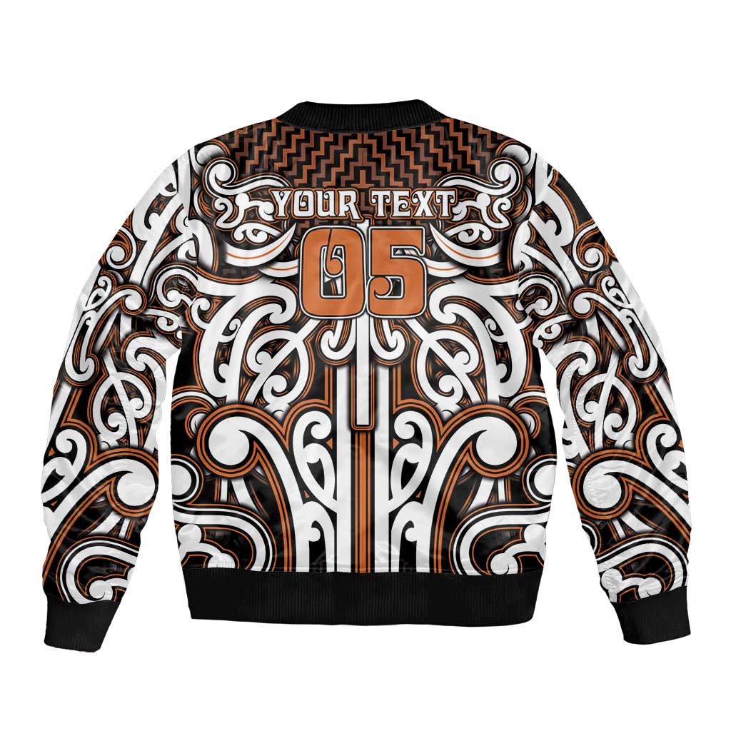 Custom Aotearoa Waikato Sleeve Zip Bomber Jacket Maori Tribal Pattern Mix Poutama LT05 - Polynesian Pride