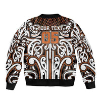 Custom Aotearoa Waikato Sleeve Zip Bomber Jacket Maori Tribal Pattern Mix Poutama LT05 - Polynesian Pride