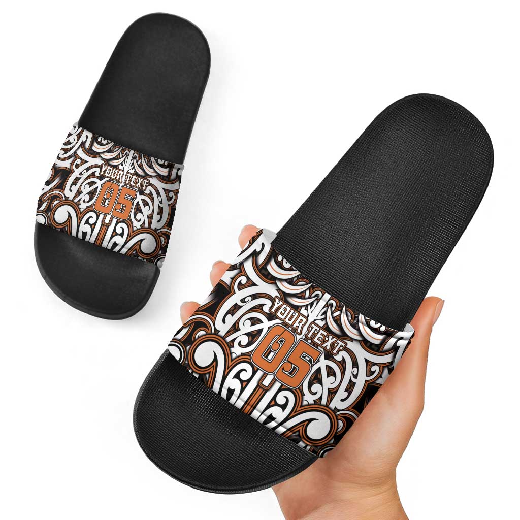 Custom Aotearoa Waikato Slide Sandals Maori Tribal Pattern Mix Poutama LT05 - Polynesian Pride