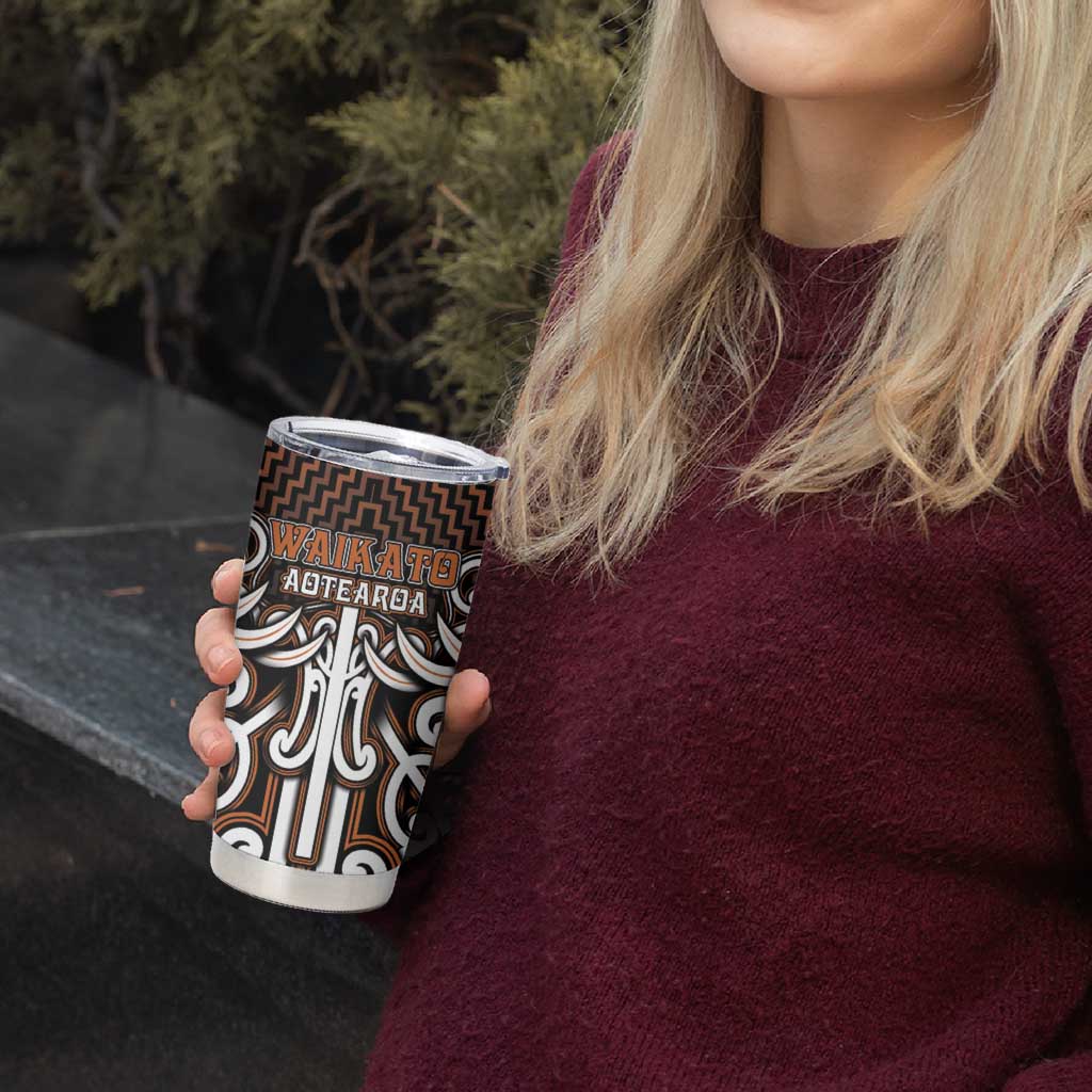 Custom Aotearoa Waikato Tumbler Cup Maori Tribal Pattern Mix Poutama LT05 - Polynesian Pride