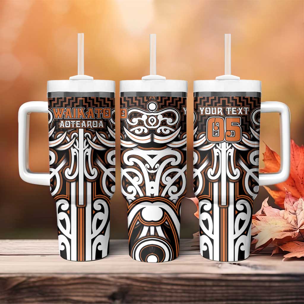 Custom Aotearoa Waikato Tumbler With Handle Maori Tribal Pattern Mix Poutama LT05 - Polynesian Pride