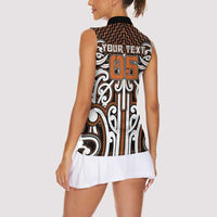 Custom Aotearoa Waikato Women Sleeveless Polo Shirt Maori Tribal Pattern Mix Poutama