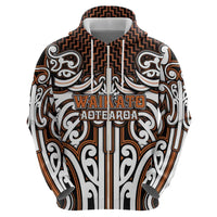 Custom Aotearoa Waikato Zip Hoodie Maori Tribal Pattern Mix Poutama LT05 - Polynesian Pride