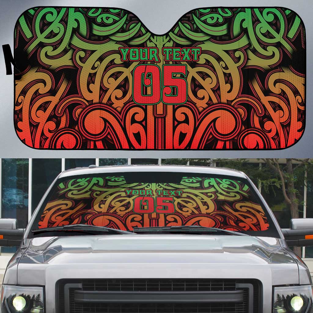 Custom Aotearoa Tuhoe Auto Sun Shade Maori Tribal Pattern Mix Poutama