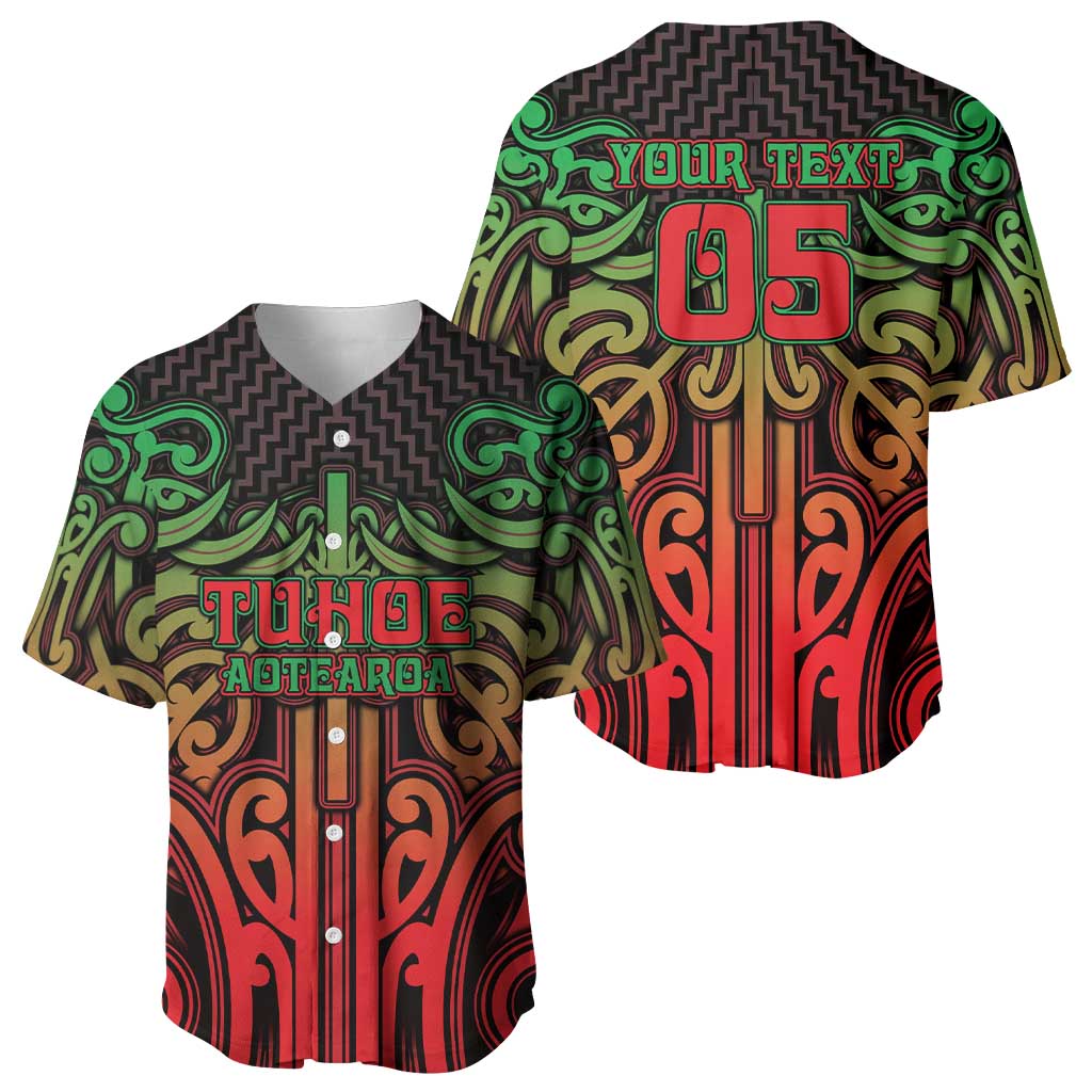 Custom Aotearoa Tuhoe Baseball Jersey Maori Tribal Pattern Mix Poutama