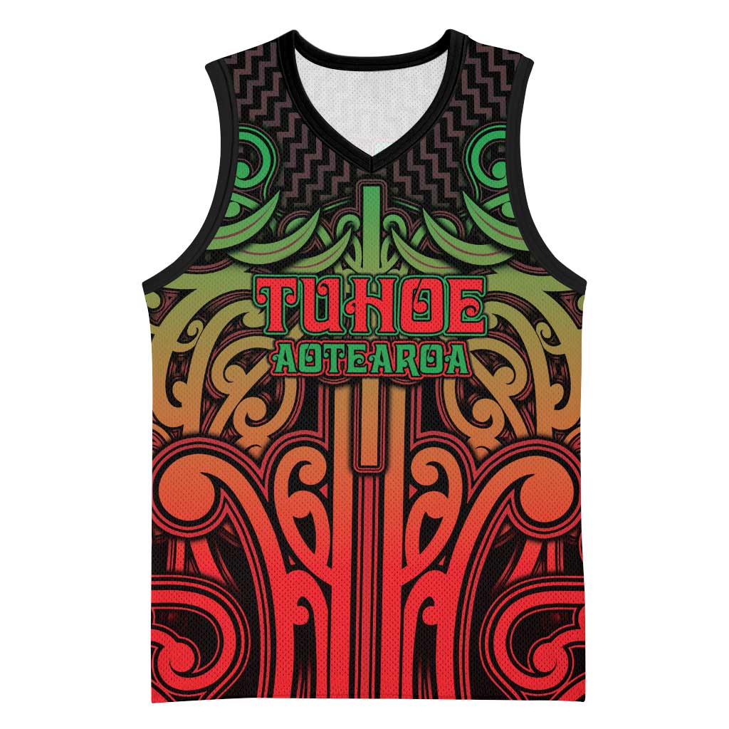 Custom Aotearoa Tuhoe Basketball Jersey Maori Tribal Pattern Mix Poutama LT05 Unisex Black - Polynesian Pride